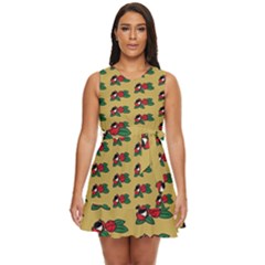 Guarana Fruit Brown Waist Tie Tier Mini Chiffon Dress by ConteMonfrey