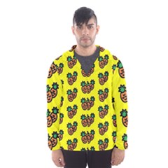 Yellow Background Pineapples Men s Hooded Windbreaker by ConteMonfrey