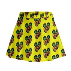 Yellow Background Pineapples Mini Flare Skirt by ConteMonfrey