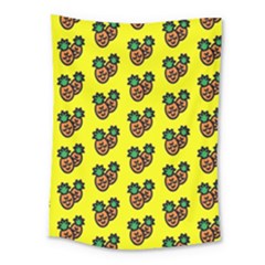 Yellow Background Pineapples Medium Tapestry by ConteMonfrey