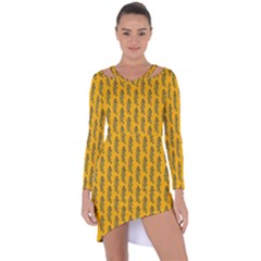 Yellow Lemon Branches Garda Asymmetric Cut-out Shift Dress by ConteMonfrey