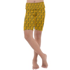 Yellow Lemon Branches Garda Kids  Lightweight Velour Cropped Yoga Leggings by ConteMonfrey