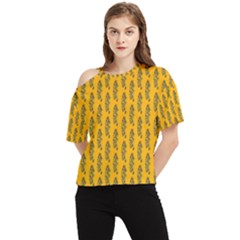 Yellow Lemon Branches Garda One Shoulder Cut Out Tee by ConteMonfrey