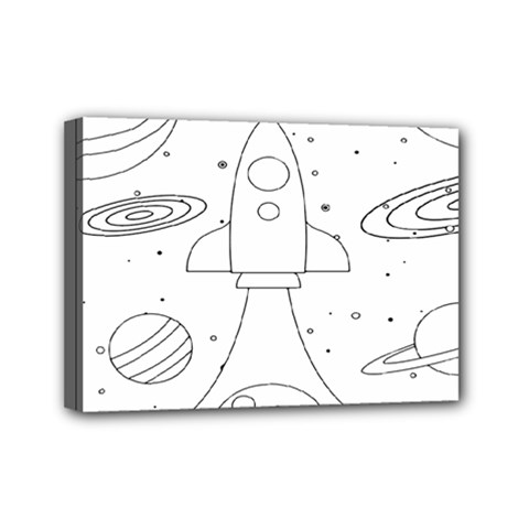 Going To Space - Cute Starship Doodle  Mini Canvas 7  X 5  (stretched) by ConteMonfrey