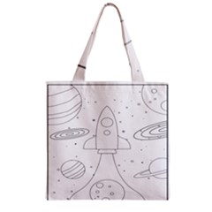 Going To Space - Cute Starship Doodle  Zipper Grocery Tote Bag by ConteMonfrey