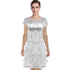 Going To Space - Cute Starship Doodle  Cap Sleeve Nightdress by ConteMonfrey