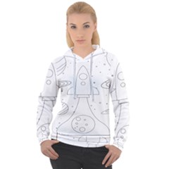 Going To Space - Cute Starship Doodle  Women s Overhead Hoodie by ConteMonfrey