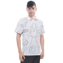 Going To Space - Cute Starship Doodle  Men s Polo Tee by ConteMonfrey