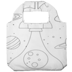 Going To Space - Cute Starship Doodle  Foldable Grocery Recycle Bag by ConteMonfrey