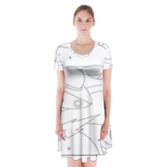 Starships Silhouettes - Space Elements Short Sleeve V-neck Flare Dress by ConteMonfrey