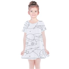 Starships Silhouettes - Space Elements Kids  Simple Cotton Dress by ConteMonfrey