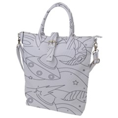 Starships Silhouettes - Space Elements Buckle Top Tote Bag by ConteMonfrey