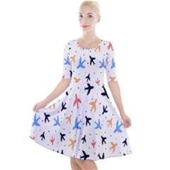 Sky Birds - Airplanes Quarter Sleeve A-line Dress by ConteMonfrey