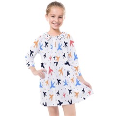 Sky Birds - Airplanes Kids  Quarter Sleeve Shirt Dress by ConteMonfrey