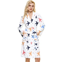 Sky Birds - Airplanes Long Sleeve Velour Robe by ConteMonfrey