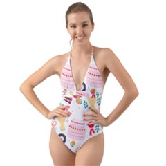 Its Time To Celebrate Halter Cut-out One Piece Swimsuit by ConteMonfrey