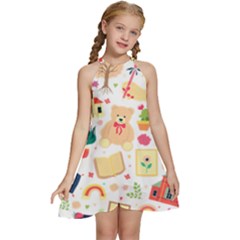 Girly Universe Kids  Halter Collar Waist Tie Chiffon Dress by ConteMonfrey