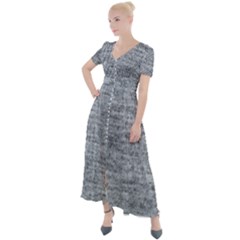 Gray Vintage Denim Like Button Up Short Sleeve Maxi Dress