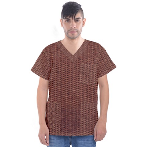 Terracotta Straw - Country Side  Men s V-neck Scrub Top by ConteMonfrey