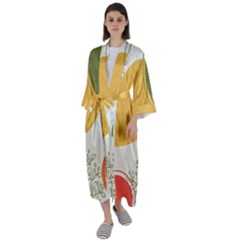 Multi Color Pattern Maxi Satin Kimono by designsbymallika