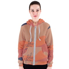 Orange Pattern Women s Zipper Hoodie by designsbymallika