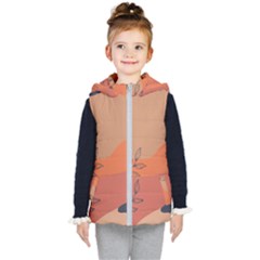 Orange Pattern Kids  Hooded Puffer Vest by designsbymallika