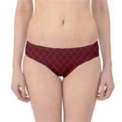 Diagonal Dark Red Small Plaids Geometric  Hipster Bikini Bottoms by ConteMonfrey