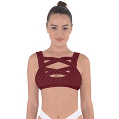 Diagonal Dark Red Small Plaids Geometric  Bandaged Up Bikini Top by ConteMonfrey