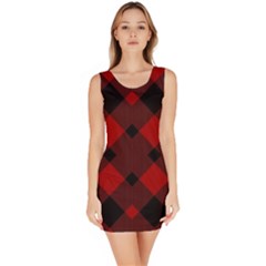 Red Diagonal Plaid Big Bodycon Dress by ConteMonfrey