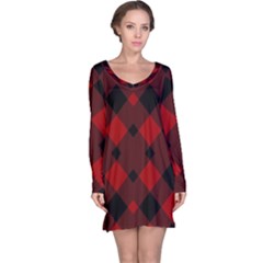 Red Diagonal Plaid Big Long Sleeve Nightdress by ConteMonfrey