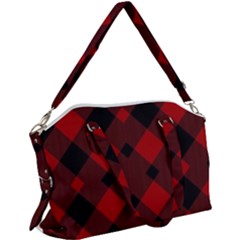 Red Diagonal Plaid Big Canvas Crossbody Bag by ConteMonfrey