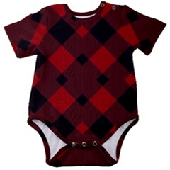 Red Diagonal Plaid Big Baby Short Sleeve Onesie Bodysuit by ConteMonfrey