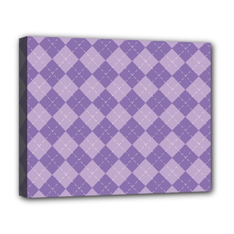 Diagonal Comfort Purple Plaids Deluxe Canvas 20  X 16  (stretched) by ConteMonfrey