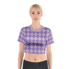 Diagonal Comfort Purple Plaids Cotton Crop Top by ConteMonfrey