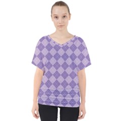 Diagonal Comfort Purple Plaids V-neck Dolman Drape Top by ConteMonfrey