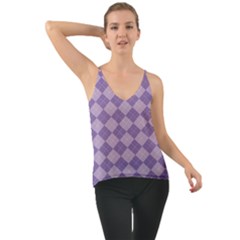 Diagonal Comfort Purple Plaids Chiffon Cami