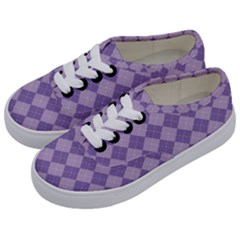 Diagonal Comfort Purple Plaids Kids  Classic Low Top Sneakers by ConteMonfrey