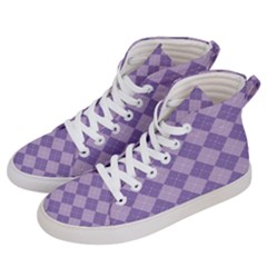 Diagonal Comfort Purple Plaids Women s Hi-Top Skate Sneakers