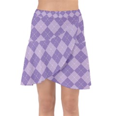 Diagonal Comfort Purple Plaids Wrap Front Skirt