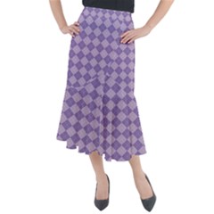 Diagonal Comfort Purple Plaids Midi Mermaid Skirt