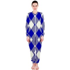 Blue Diagonal Plaids  Onepiece Jumpsuit (ladies) by ConteMonfrey