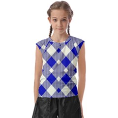 Blue Diagonal Plaids  Kids  Raglan Cap Sleeve Tee by ConteMonfrey