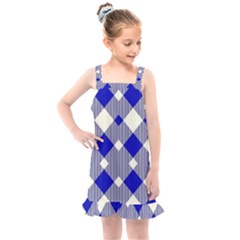 Blue Diagonal Plaids  Kids  Overall Dress by ConteMonfrey