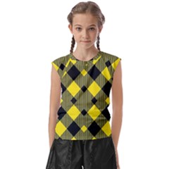 Yellow Diagonal Plaids Kids  Raglan Cap Sleeve Tee by ConteMonfrey