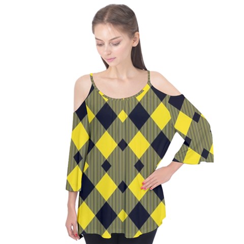 Yellow Diagonal Plaids Flutter Tees by ConteMonfrey