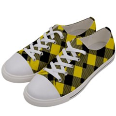 Yellow Diagonal Plaids Women s Low Top Canvas Sneakers by ConteMonfrey