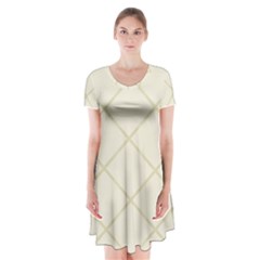 Discreet Cream Plaids Short Sleeve V-neck Flare Dress by ConteMonfrey