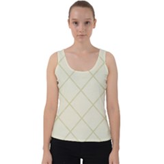 Discreet Cream Plaids Velvet Tank Top