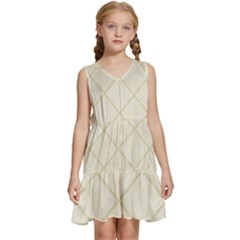 Discreet Cream Plaids Kids  Sleeveless Tiered Mini Dress by ConteMonfrey