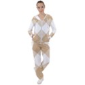 Clean brown white plaids Women s Tracksuit View1